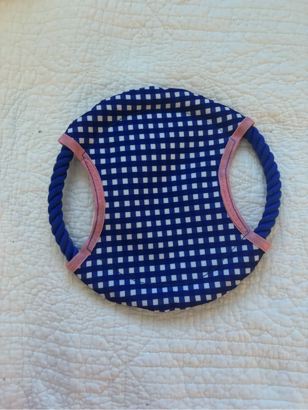kate spade Blue and Pink Gingham Rope Dog Toy - Picture 2 of 2